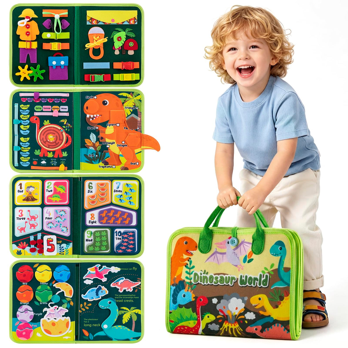 Winblo Toddler Busy Board - Montessori Toys for Toddler Boy Girl Birthday Gift, Educational Learning Sensory Busy Book for Toddlers Boys, Toddlers Activities Travel Toys for Airplane Car