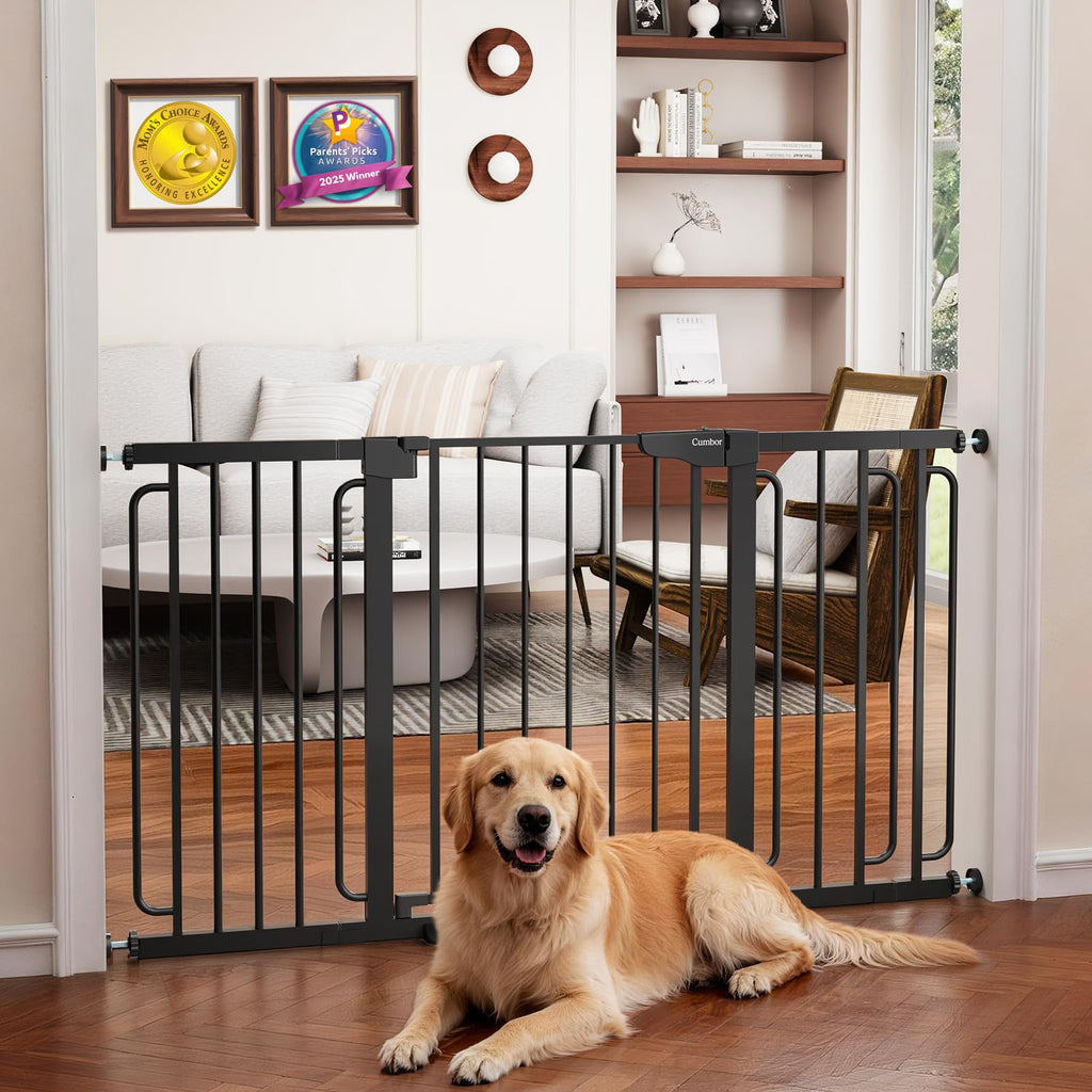 Cumbor 30-46" Baby Gate for Stairs, Auto Close Dog Gate for the House Black