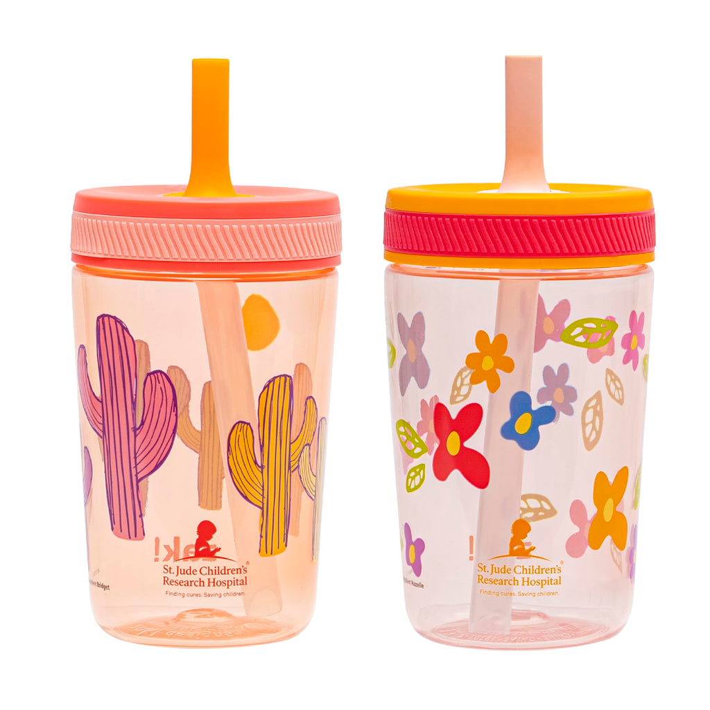 Zak Designs Ms. Rachel Kelso 15oz Leak-Proof Toddler Straw Cups, 2-Pack