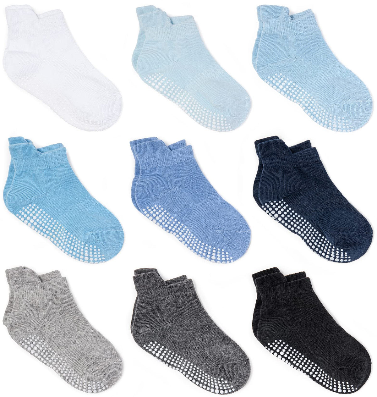 ZAPLES Baby Non Slip Grip Ankle Socks with Non Skid Soles for Infants Toddlers Kids Boys Girls