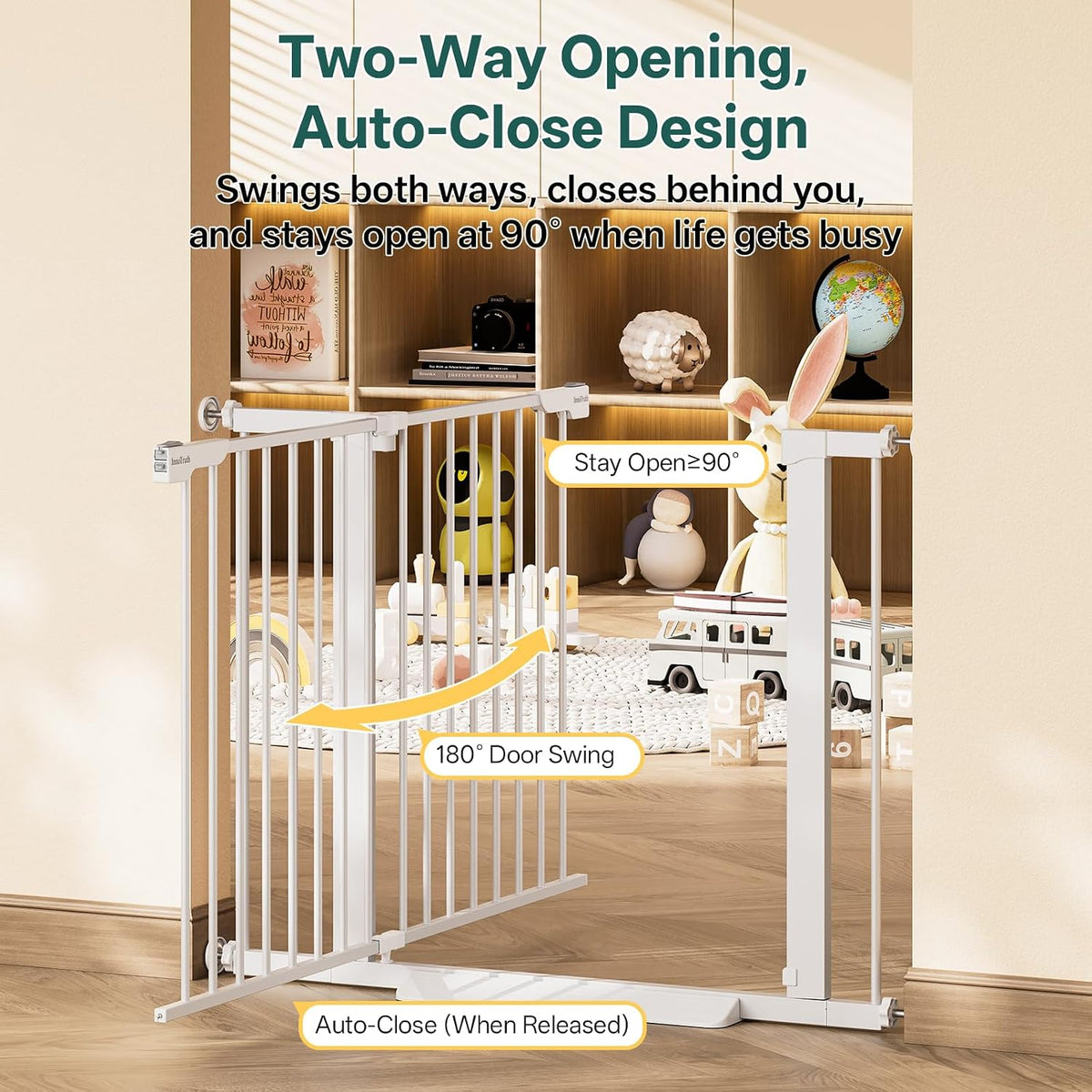 InnoTruth 29.6-39.1 in Wide Baby Gate for Stairs and Doorways, White