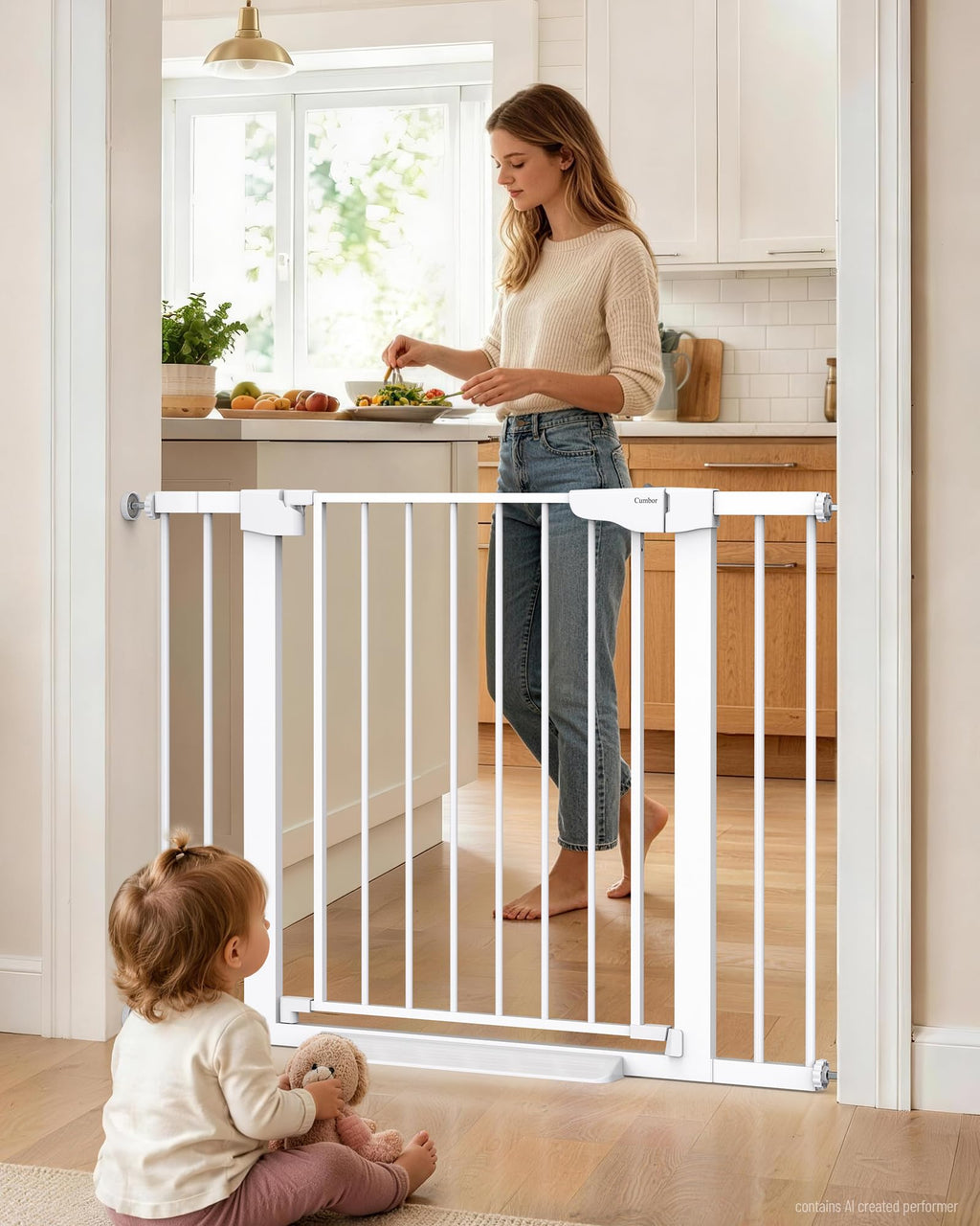 Cumbor 30-46" Baby Gate for Stairs, Auto Close Dog Gate for the House Black