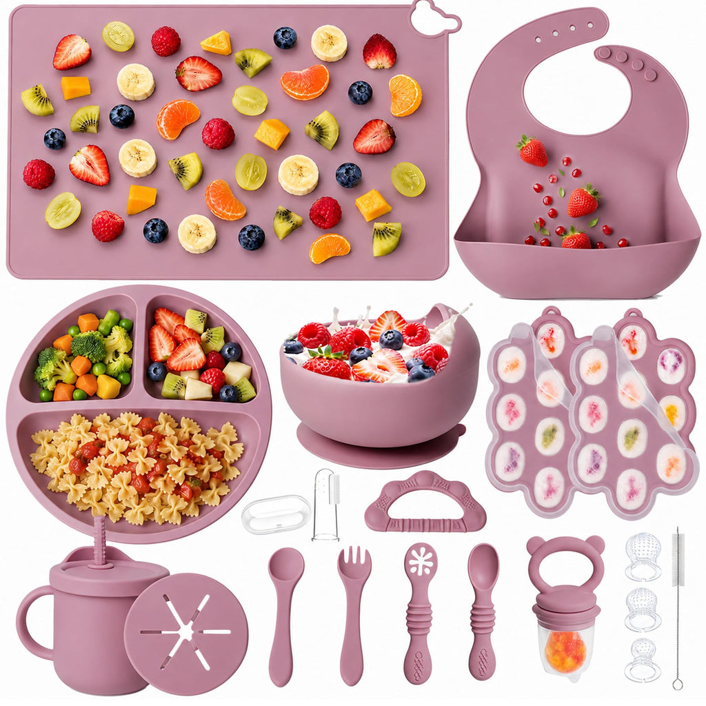 19 Pcs Silicone Baby Feeding Set Eating Essentials for Newborn