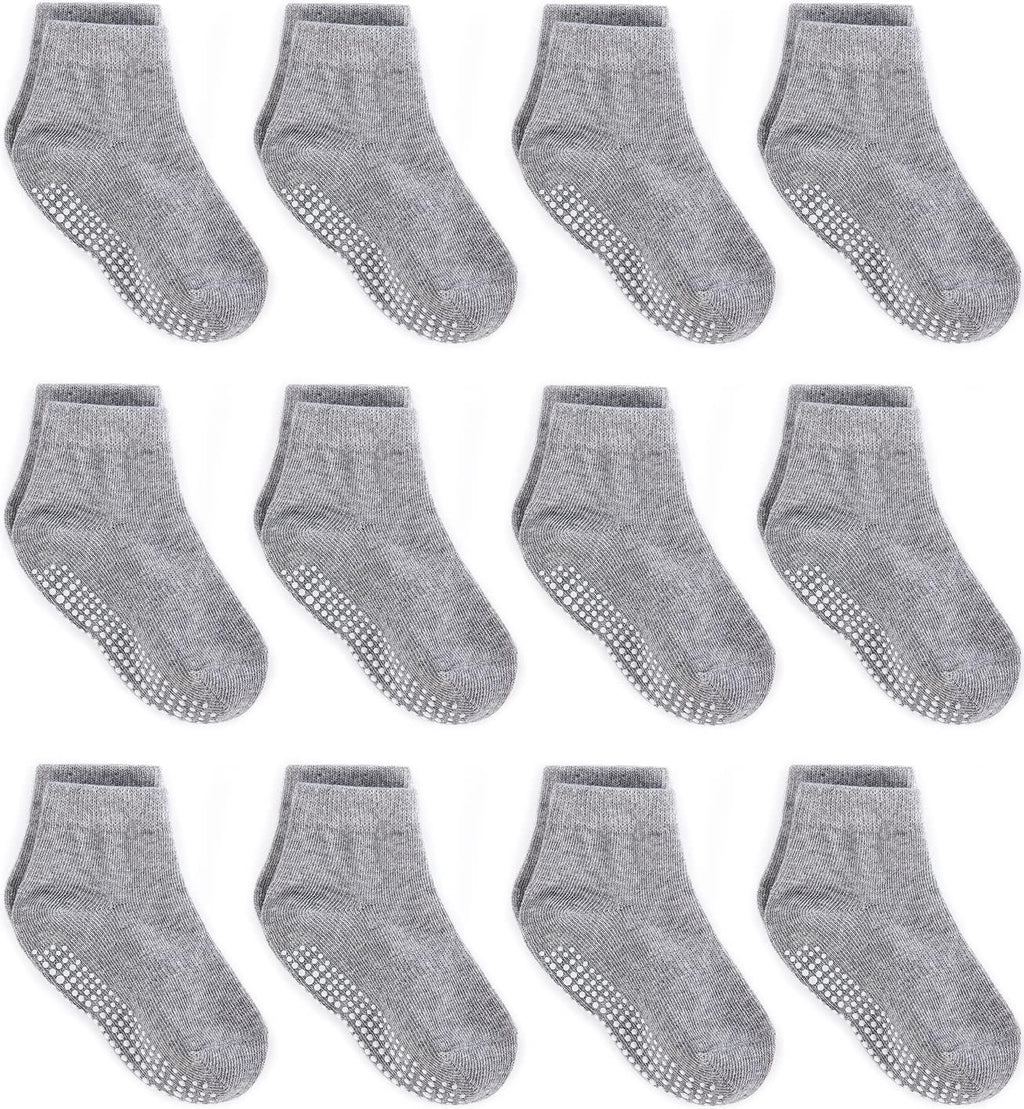 ZAPLES Baby Non Slip Grip Ankle Socks with Non Skid Soles for Infants Toddlers Kids Boys Girls