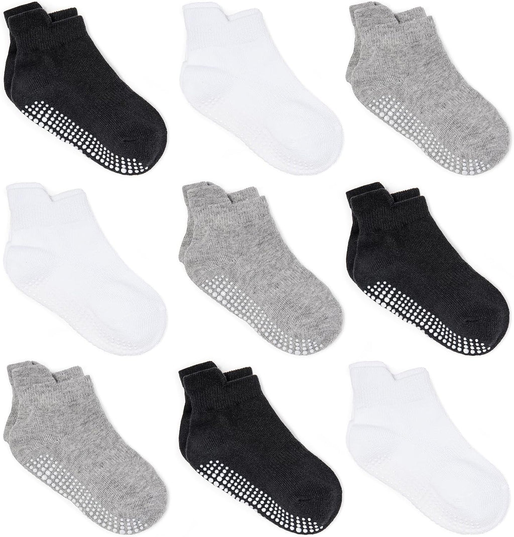 ZAPLES Baby Non Slip Grip Ankle Socks with Non Skid Soles for Infants Toddlers Kids Boys Girls