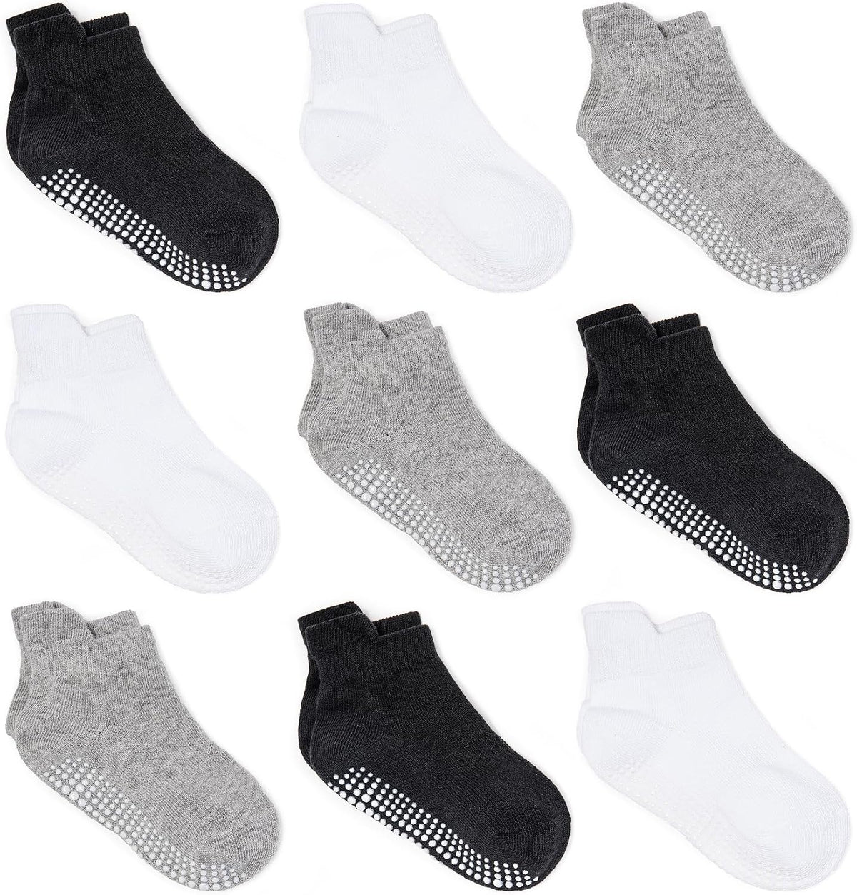 ZAPLES Baby Non Slip Grip Ankle Socks with Non Skid Soles for Infants Toddlers Kids Boys Girls