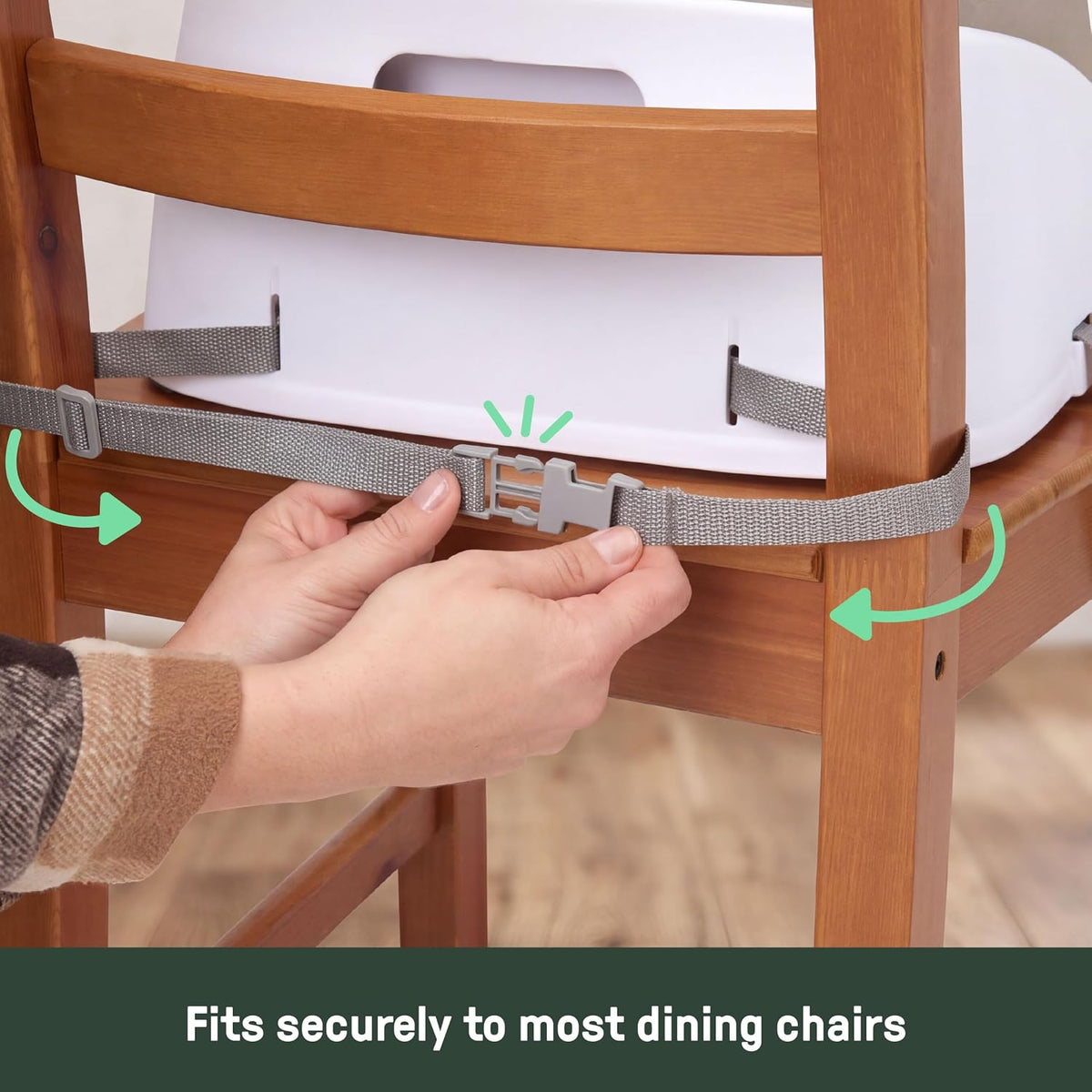 Ingenuity SmartClean Toddler Booster Seat for Dining Table with 3-Point Harness Straps, Oat