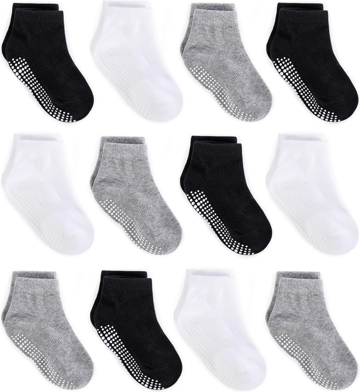 ZAPLES Baby Non Slip Grip Ankle Socks with Non Skid Soles for Infants Toddlers Kids Boys Girls