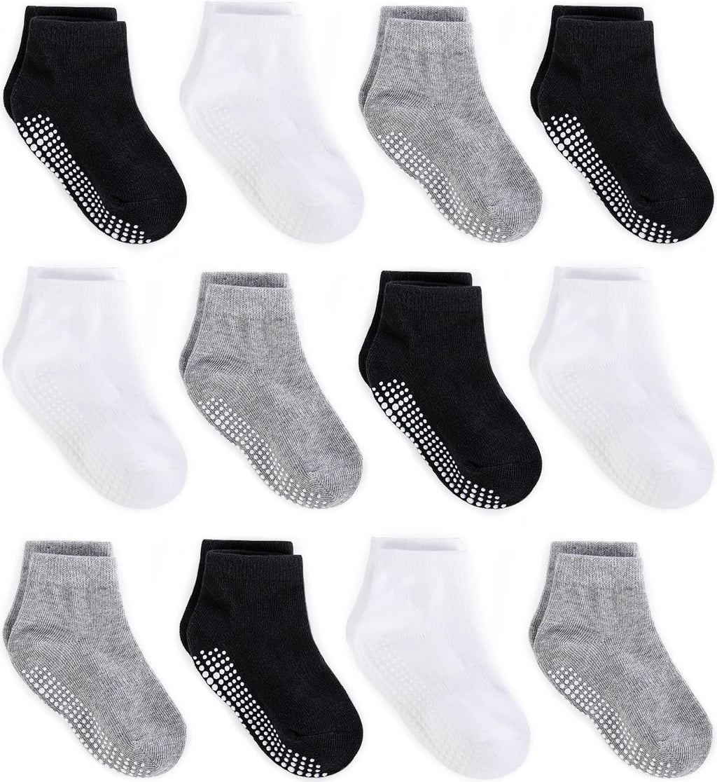ZAPLES Baby Non Slip Grip Ankle Socks with Non Skid Soles for Infants Toddlers Kids Boys Girls