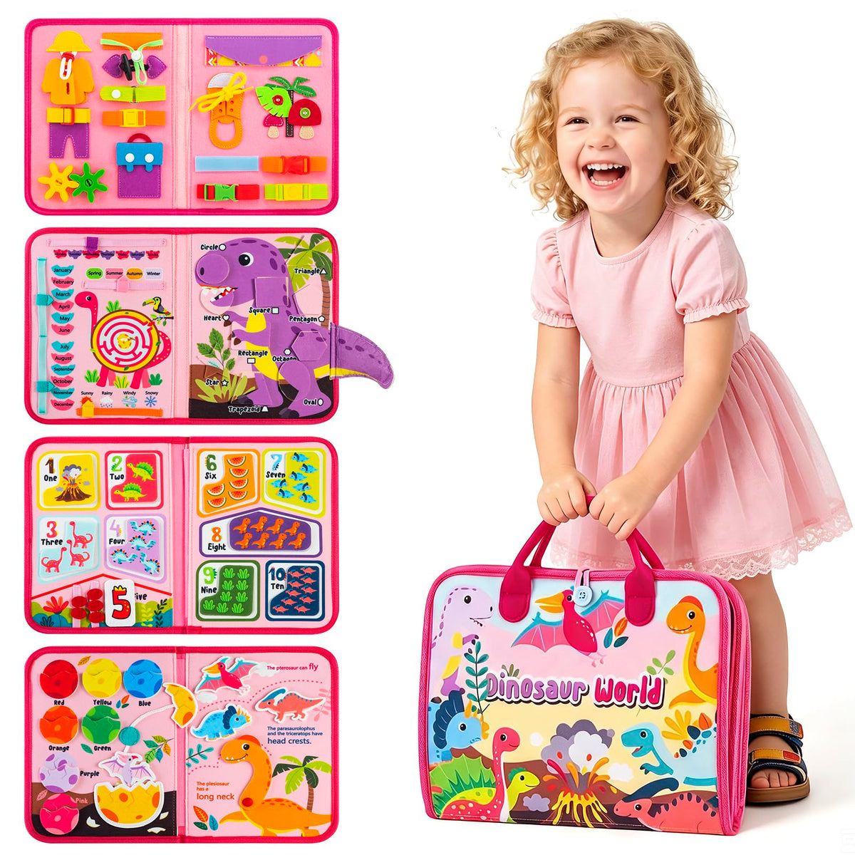Winblo Toddler Busy Board - Montessori Toys for Toddler Boy Girl Birthday Gift, Educational Learning Sensory Busy Book for Toddlers Boys, Toddlers Activities Travel Toys for Airplane Car