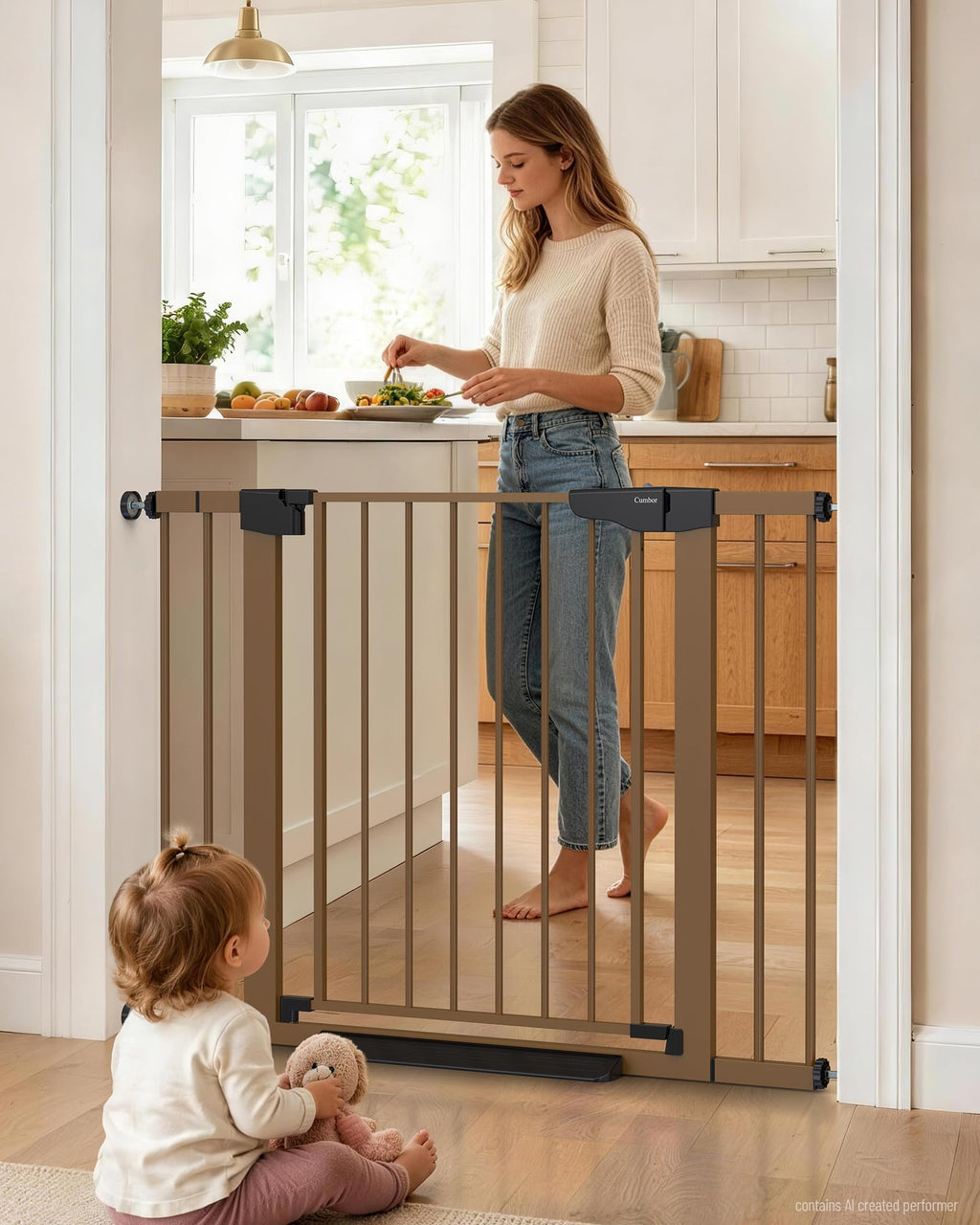 Cumbor 30-46" Baby Gate for Stairs, Auto Close Dog Gate for the House Black