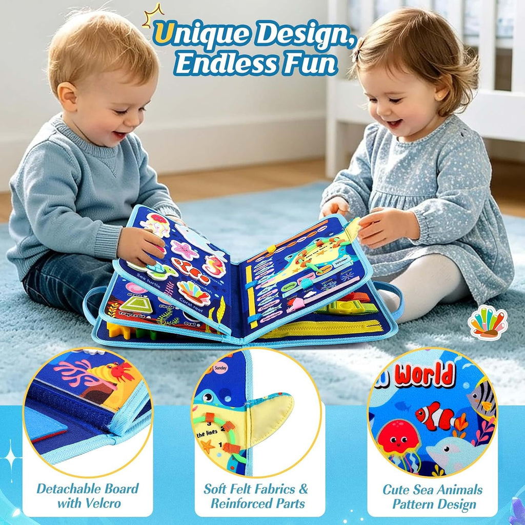 Winblo Toddler Busy Board - Montessori Toys for Toddler Boy Girl Birthday Gift, Educational Learning Sensory Busy Book for Toddlers Boys, Toddlers Activities Travel Toys for Airplane Car