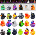 24 Pcs Halloween Party Favors Rubber Ducks,Baby Showers Accessories Bath Toys for Kids Halloween Decorations Trick or Treat Supplies Goodie Bag Fillers (Halloween Card)