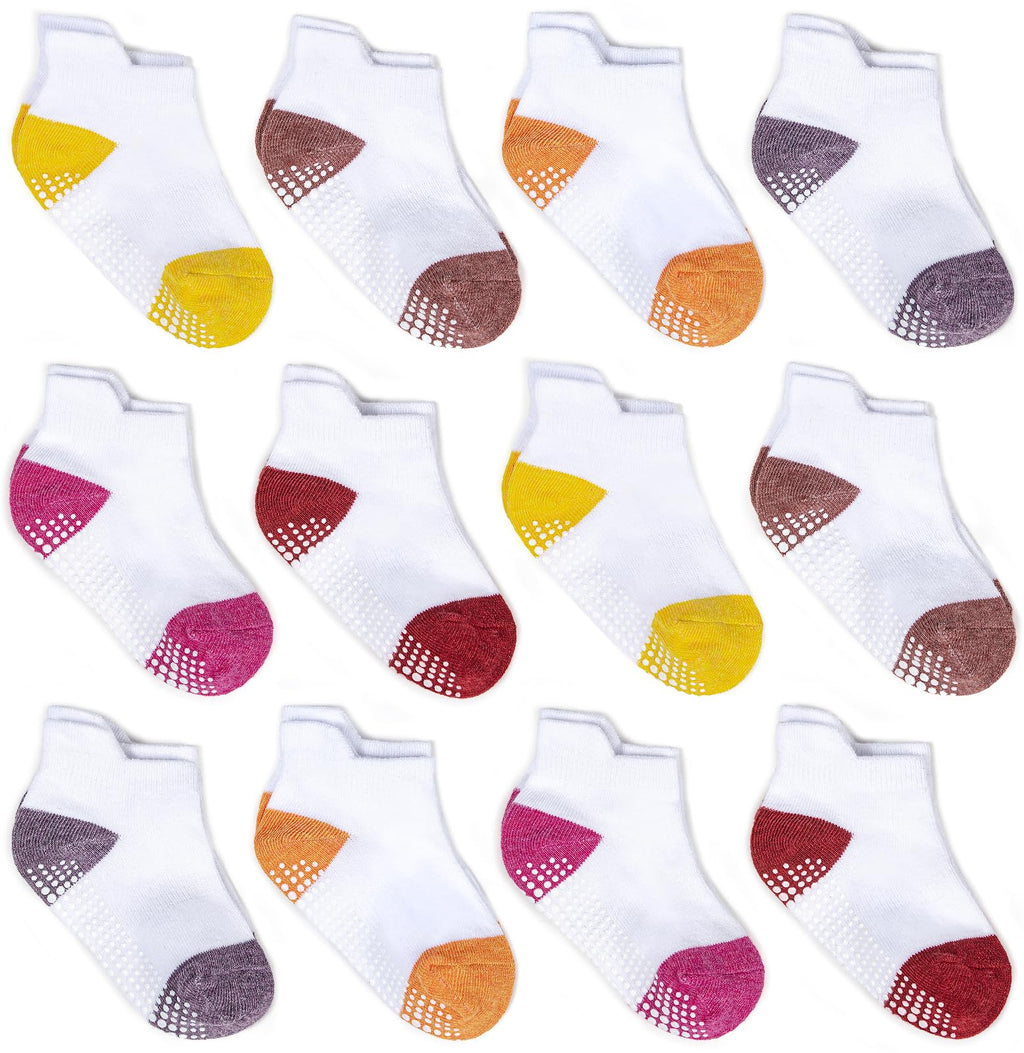 ZAPLES Baby Non Slip Grip Ankle Socks with Non Skid Soles for Infants Toddlers Kids Boys Girls