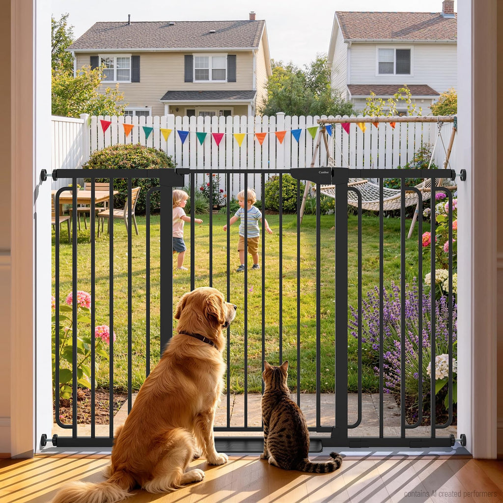 Cumbor 30-46" Baby Gate for Stairs, Auto Close Dog Gate for the House Black