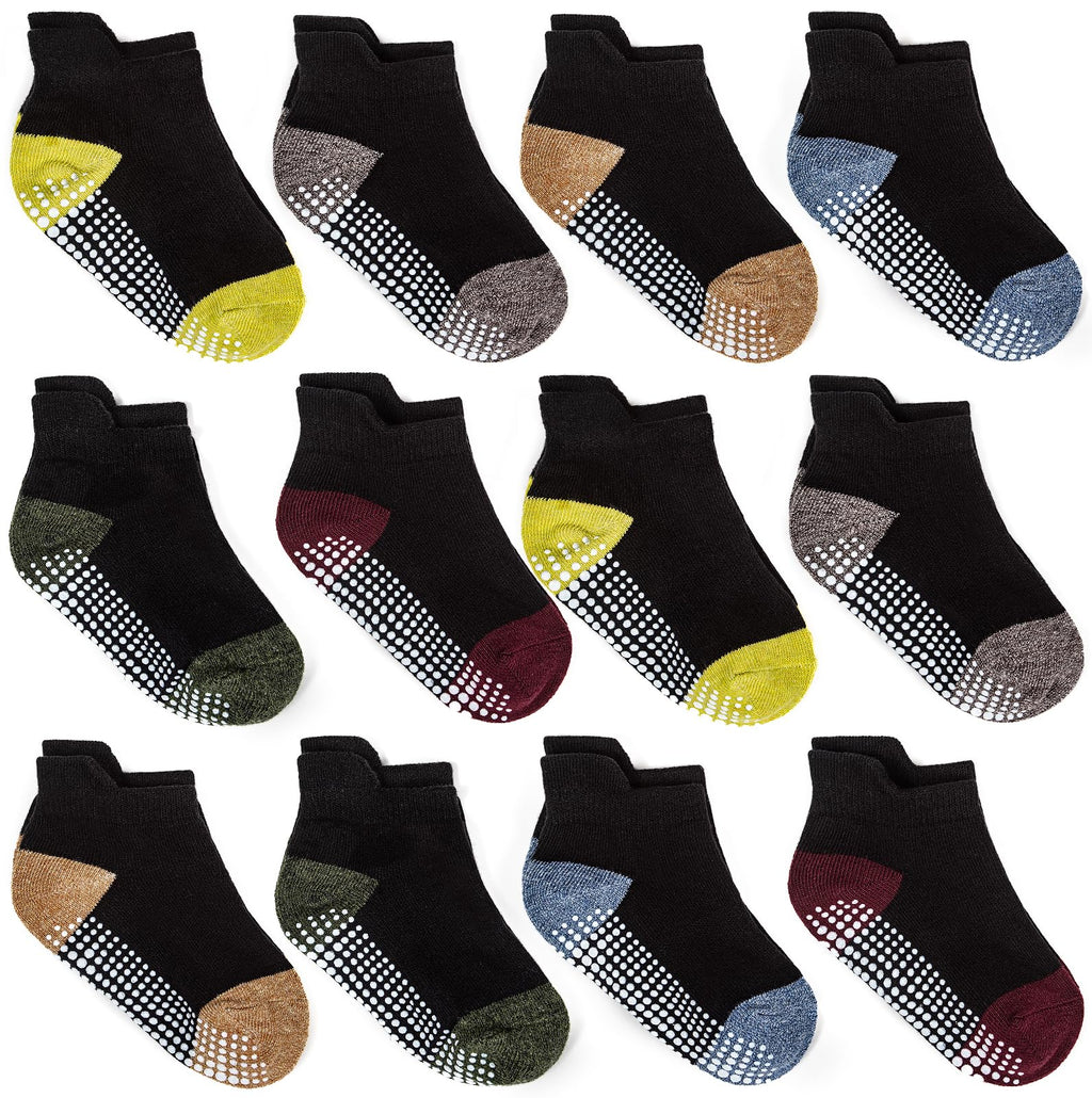ZAPLES Baby Non Slip Grip Ankle Socks with Non Skid Soles for Infants Toddlers Kids Boys Girls